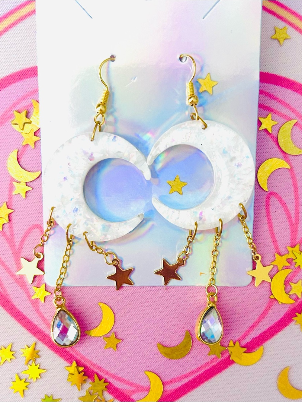 Golden Moon and Stars Earrings